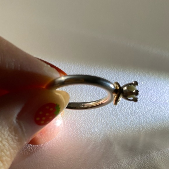 Rare and Retired HTF Pandora two tone pearl reminder ring - Picture 6 of 6